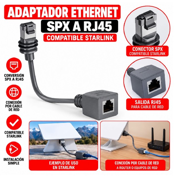 &ua ADAPTADOR DE ETHERNET SPX A RJ45 STARLINK (6510C)